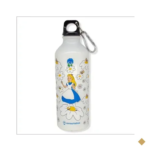 Garrafa De Aluminio 500ml C/mosquetao Alice In Wonderland