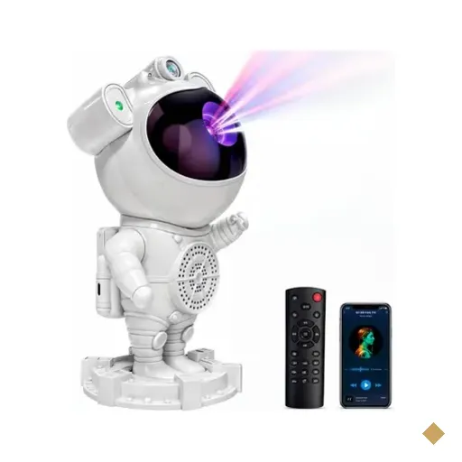 Projetor Luminária Astronauta 360º Com Caixa De Som Bluetooth LED Usb E…