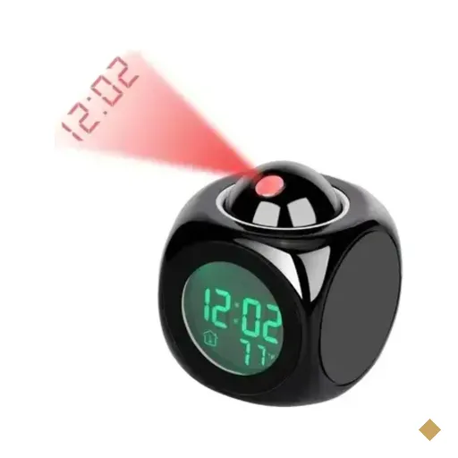 Projetor Relógio Digital LED Alarme Lcd Temperatura A Pilhas Cor Preto