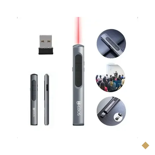 Controle De Slides Caneta A Laser 100m Usb-c Recarregável Cinza-escuro