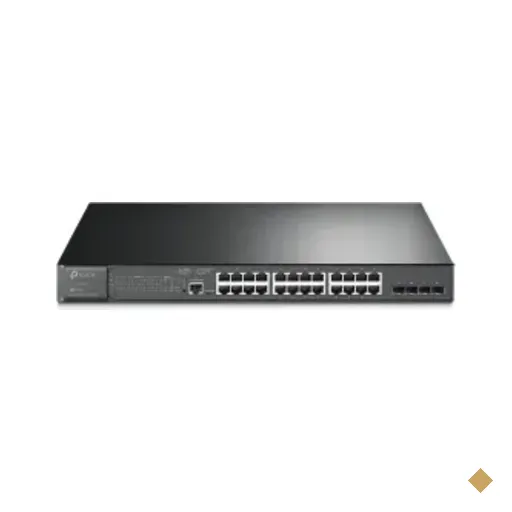 Switch Tp-Link 24 Portas, 10/100/1000 PoE+ e 4 Slots SFP, Rack e Mesa - TL