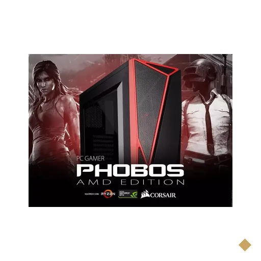 Phobos AMD Overclocked PC Gamer (AMD Ryzen 5 1600X 3.6GHz (4.6GHz Turbo)…