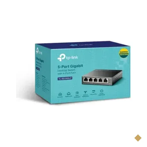 Switch Gigabit, Profissional 10/100/1000 C/ 5 Portas (sendo 4 Poe) -…