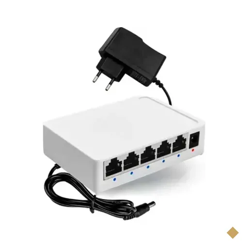 Switch Hub 5 Portas Rj45 Gigabit 10/100/1000mbps Lan Com Fonte Bivolt