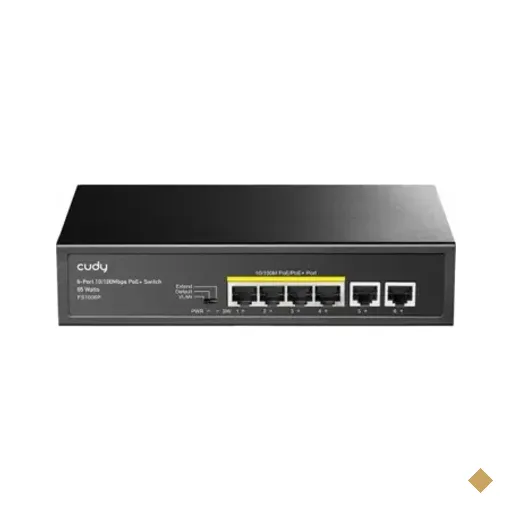 Switch Poe+ 6 Portas 4 Poe 2 Uplink 60w 10/100 Vlan Cftv