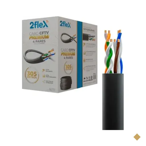 Cabo Cftv Rede 8 Vias 4 Pares 24awgx4p 305 Metros Preto 2f-n4pp305 2flex