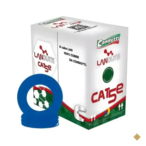 Caixa De Cabo De Rede Landutti Upt Cat5e 100% Cobre, 305 Metros, Condutti, Azul