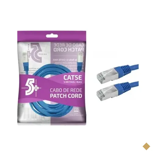 Cabo De Rede Ftp (patch Cord) Rj45 Cat 5e, Blindado, 5 Metros, Azul, Chip Sce…