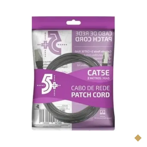 Cabo De Rede 5+ Patch Cord Cat5e Ftp Blindado Gigabit, 2m, Preto