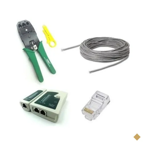 Kit 50 Metros Cabo Rede, Nexans, Cat5e, 10xrj45 Com Alicate E Testador