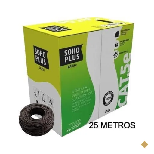 25 Metros De Cabo Rede Lan Utp CAT5e, Furukawa Sohoplus, U/utp, Preto