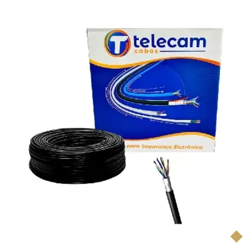 Cabo De Rede Telecam Blindado Cat 5e 100 Mts C/ Dreno 4px24awg 100% Cobre Preto