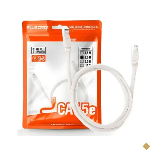 Cabo De Rede Cat.5e 2.50 Metros PC-ethu25wh Patch Cord Pluscable - Branco