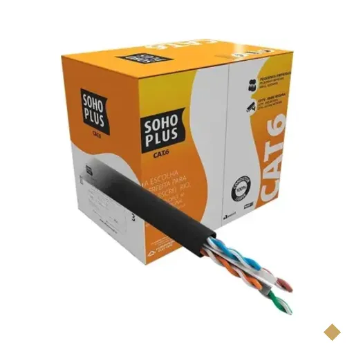 Cabo De Rede Sohoplus U/utp Cat6 305m 24awgx4p - Preto