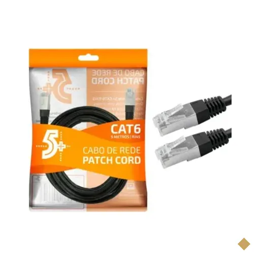 Cabo De Rede Ftp (patch Cord) Rj45 Cat 6, Blindado, 5 Metros, Preto, Chip Sce…