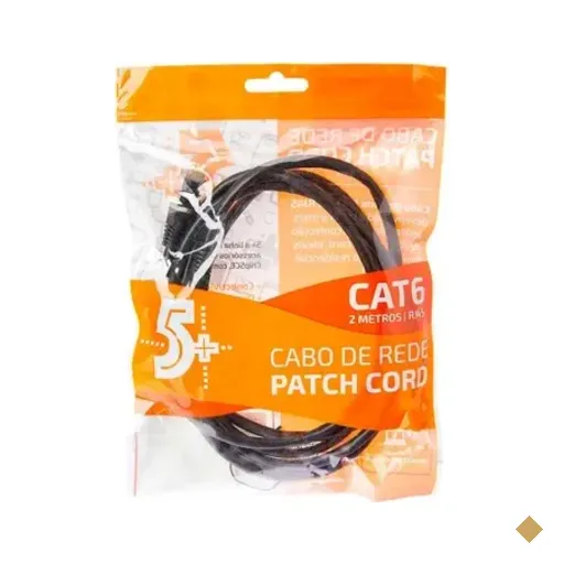 Cabo De Rede Ftp Patch Cord, RJ45 Cat 6, Blindado, 2 Metros, Preto, Chip Sce -…