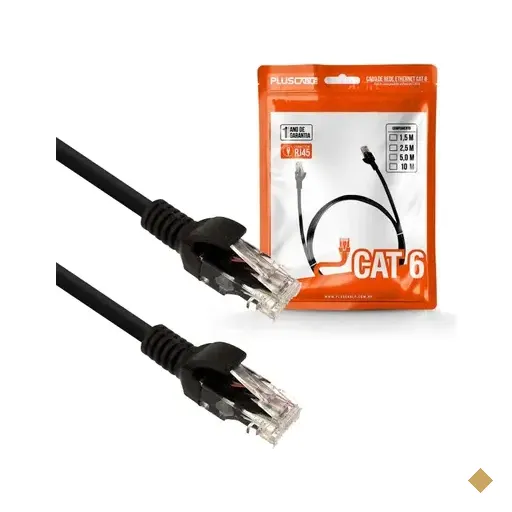 Cabo De Rede Plus Cable Patch Cord Cat6e C/rj45 10 Metros Preto- PC