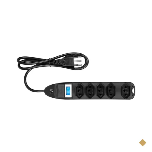 Filtro de Linha Multilaser 5 Tomadas, Fusível, Bivolt, 90cm, Preto - WI297