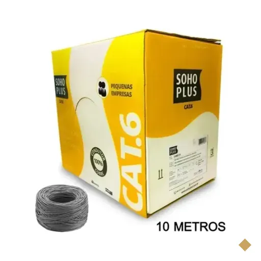 10 Metros De Cabo Rede CAT6 Sohoplus Furukawa, 100% Cobre, Cor:cinza
