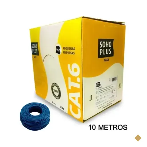 10 Metros De Cabo Rede Cat6 Sohoplus, Furukawa, 100% Cobre, Cor:azul