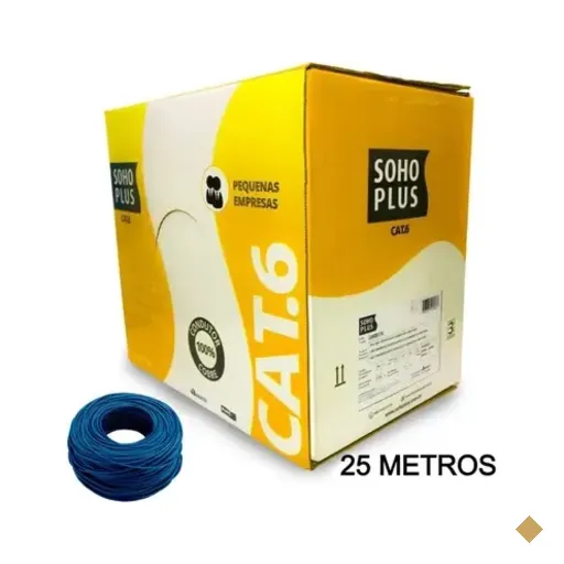 25 Metros De Cabo Rede CAT6 Sohoplus Furukawa, 100% Cobre Cor:azul