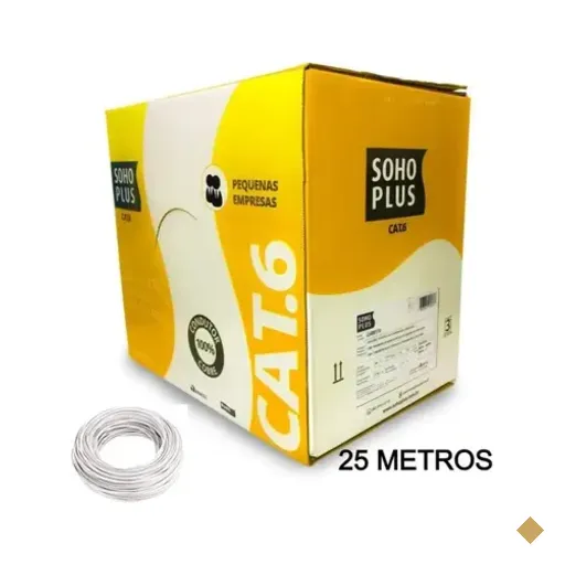 25 Metros De Cabo Rede CAT6 Sohoplus Furukawa, 100% Cobre, branco