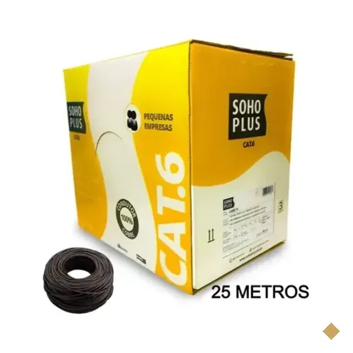 25 Metros De Cabo Rede CAT6 Sohoplus Furukawa, 100% Cobre, Preto