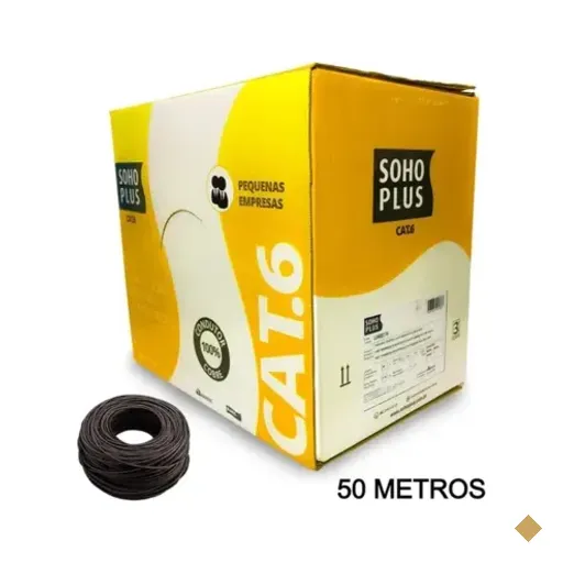 50 Metros De Cabo Rede Cat6 Sohoplus Furukawa 100% Cobre Cor:preto.