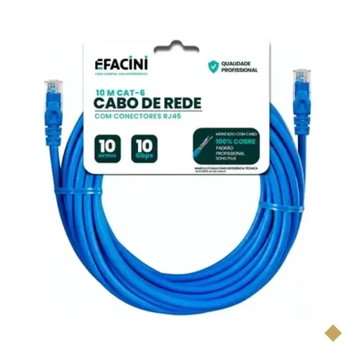 Cabo De Rede Efacini Cat6 Ef-Connect 100% Cobre, Anatel - 10 Metros