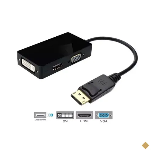 Adaptador DisplayPort (M) x HDMI (F) x (DVI) x (VGA) Preto 15cm