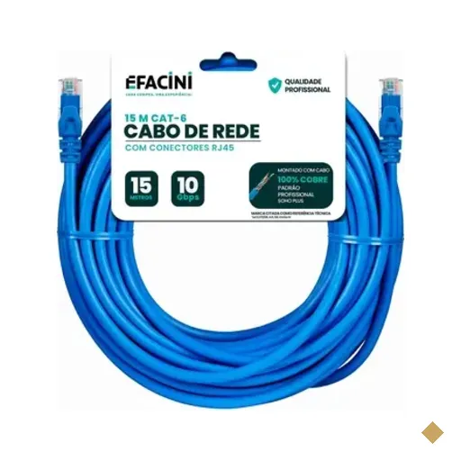 Cabo De Rede Efacini Cat6 Ef-Connect 100% Cobre, Anatel - 15 Metros