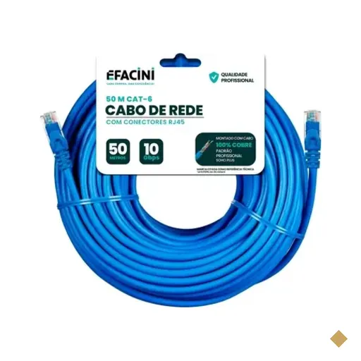 Cabo De Rede Efacini Cat6 Ef-Connect 100% Cobre, Anatel - 50 Metros