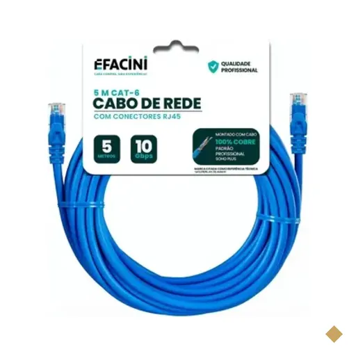 Cabo De Rede Efacini Cat6 Ef-Connect 100% Cobre, Anatel - 5 Metros