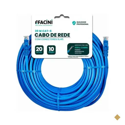 Cabo De Rede Efacini Cat6 Ef-Connect 100% Cobre, Anatel - 20 Metros
