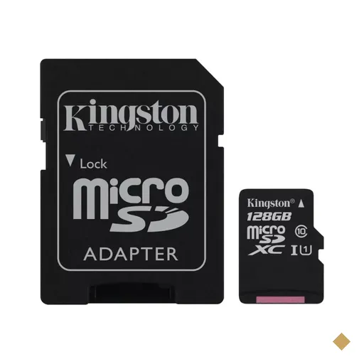 Cartão Kingston 128GB Canvas Select microSD (Classe 10) UHS-I c/Adaptador