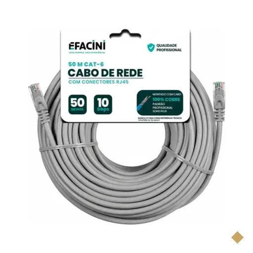 Cabo De Rede Efacini Cat6 Ef-Connect 100% Cobre, Anatel 50 Metros