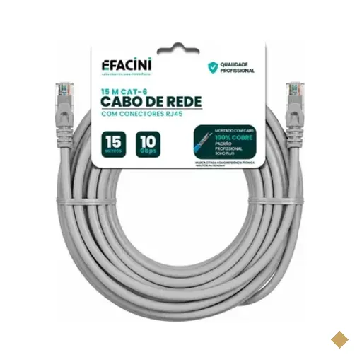 Cabo De Rede Efacini Cat6 Ef-Connect 100% Cobre, Anatel 15 Metros