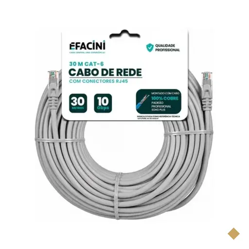 Cabo De Rede Efacini Cat6 Ef-Connect 100% Cobre, Anatel 30 Metros