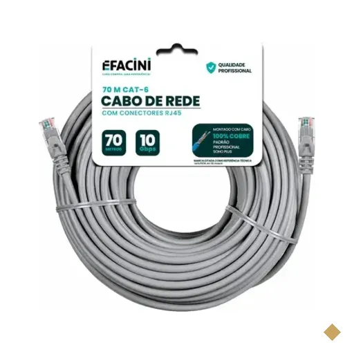 Cabo De Rede Efacini Cat6 Ef-Connect 100% Cobre, Anatel 70 Metros