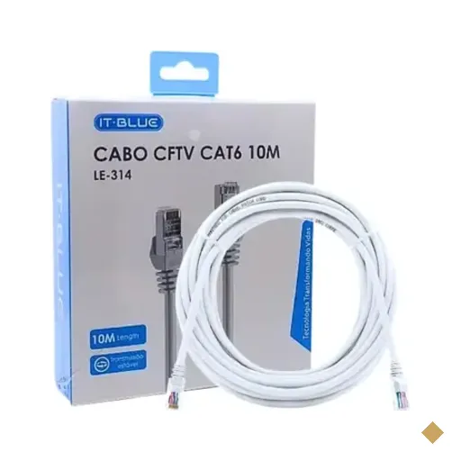 Cabo Lan Cftv Cat6 10 Metros Conector Rj45 Blindado Estável