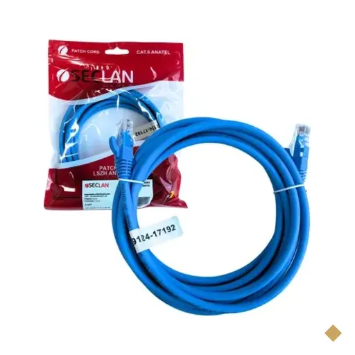 Cabo De Rede 2,5m Cat6 24awg 568b Azul Anatel Gigabit Seclan