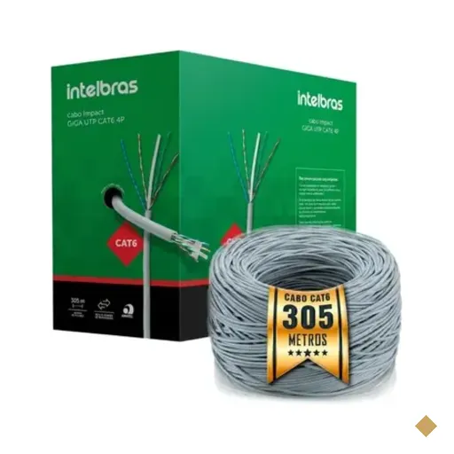 Cabo De Rede Cat6 4px23 Awg 305 Metros Impact Giga Cinza Intelbras