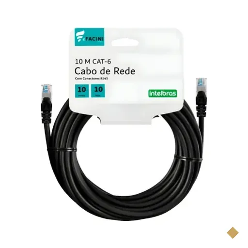 Cabo De Rede Efacini Preto Cat6 Intelbras 100% Cobre, Anatel 10 Metros