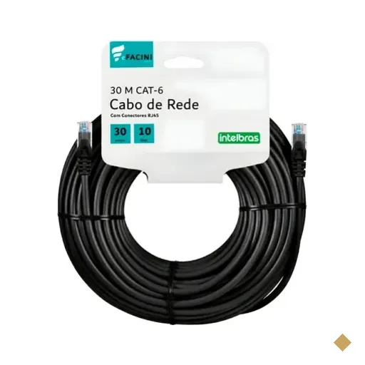 Cabo De Rede Efacini Preto Cat6 Furukawa 100% Cobre, Anatel 30 Metros