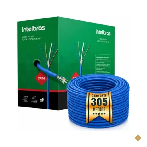 Cabo De Rede Cat6 4px23 Awg 305 Metros Impact Giga Azul Intelbras