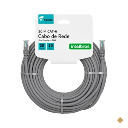 Cabo De Rede Efacini Cinza Cat6 Intelbras 100% Cobre, Anatel 20 Metros