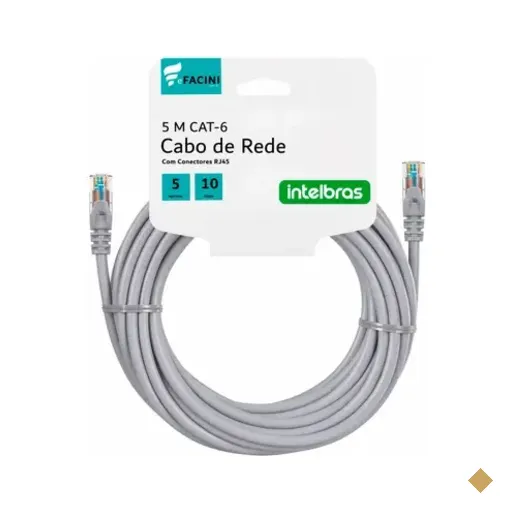 Cabo De Rede Efacini Cinza Cat6 Intelbras 100% Cobre, Anatel 5 Metros