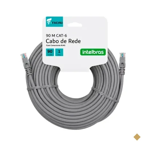 Cabo De Rede Efacini Cinza Cat6 Intelbras 100% Cobre, Anatel 90 Metros