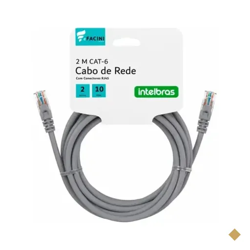 Cabo De Rede Efacini Cinza Cat6 Intelbras 100% Cobre, Anatel 2 Metros