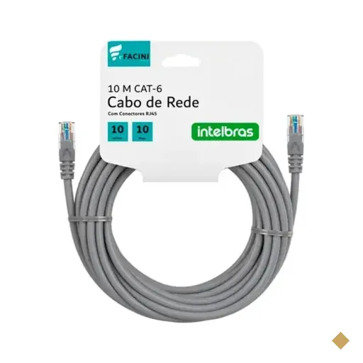 Cabo De Rede Efacini Cinza Cat6 Intelbras 100% Cobre, Anatel 10 Metros